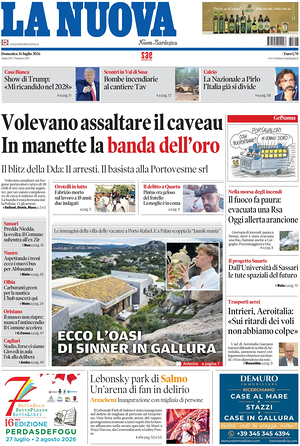 Prima pagina La Nuova Sardegna di oggi - Quotidiano regionale