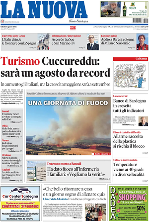 Prima pagina La Nuova Sardegna di oggi - Quotidiano regionale