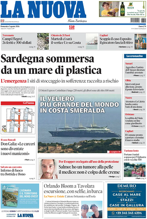 Prima pagina La Nuova Sardegna di oggi - Quotidiano regionale