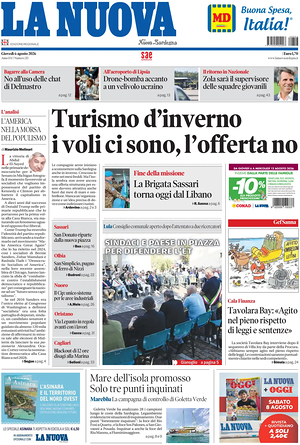 Prima pagina La Nuova Sardegna di oggi - Quotidiano regionale