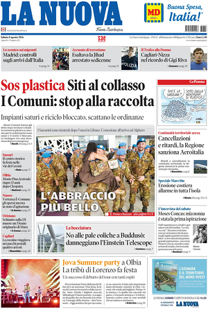 Prima pagina La Nuova Sardegna di oggi - Quotidiano regionale