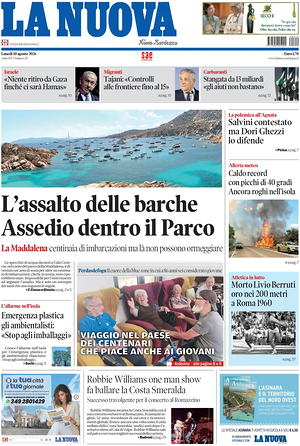 Prima pagina La Nuova Sardegna di oggi - Quotidiano regionale