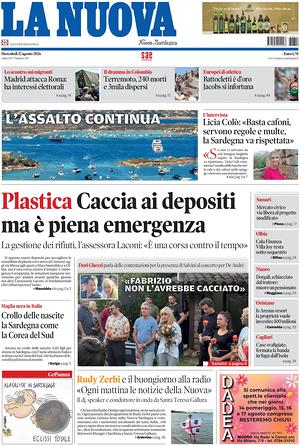 Prima pagina La Nuova Sardegna di oggi - Quotidiano regionale