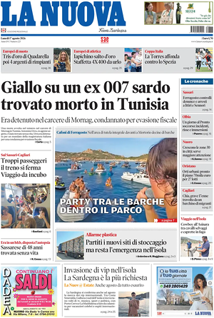 Prima pagina La Nuova Sardegna di oggi - Quotidiano regionale