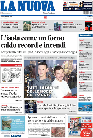 Prima pagina La Nuova Sardegna di oggi - Quotidiano regionale