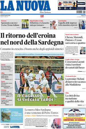 Prima pagina La Nuova Sardegna di oggi - Quotidiano regionale