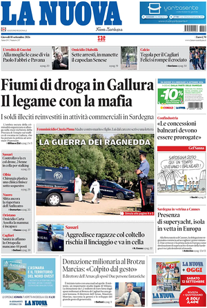 Prima pagina La Nuova Sardegna di oggi - Quotidiano regionale