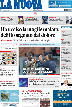 Prima pagina La Nuova Sardegna di oggi - Quotidiano regionale