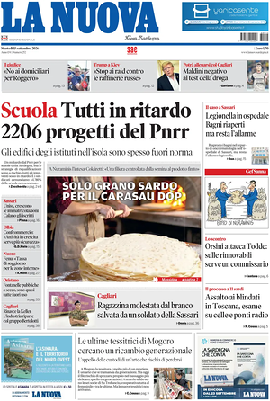 Prima pagina La Nuova Sardegna di oggi - Quotidiano regionale