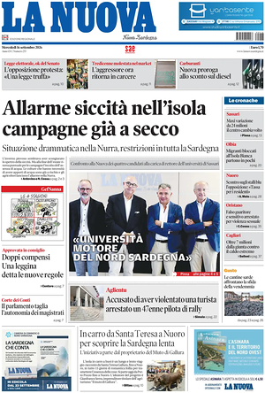 Prima pagina La Nuova Sardegna di oggi - Quotidiano regionale