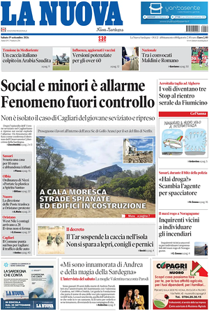 Prima pagina La Nuova Sardegna di oggi - Quotidiano regionale