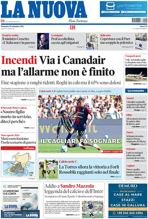 Prima pagina La Nuova Sardegna di oggi - Quotidiano regionale