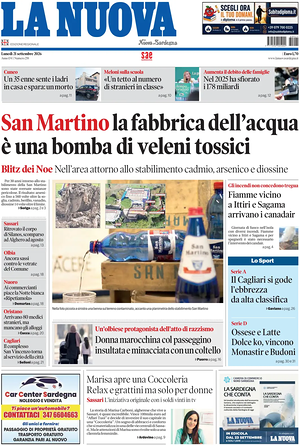 Prima pagina La Nuova Sardegna di oggi - Quotidiano regionale