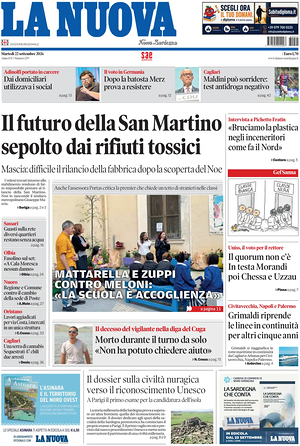 Prima pagina La Nuova Sardegna di oggi - Quotidiano regionale