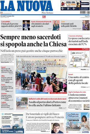 Prima pagina La Nuova Sardegna di oggi - Quotidiano regionale