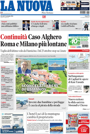 Prima pagina La Nuova Sardegna di oggi - Quotidiano regionale