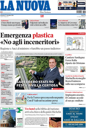 Prima pagina La Nuova Sardegna di oggi - Quotidiano regionale