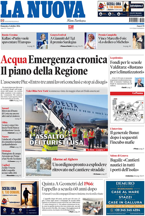 Prima pagina La Nuova Sardegna di oggi - Quotidiano regionale