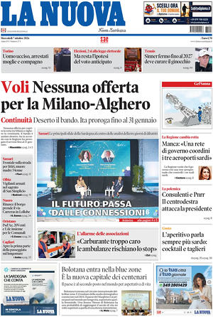 Prima pagina La Nuova Sardegna di oggi - Quotidiano regionale