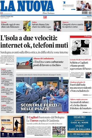Prima pagina La Nuova Sardegna di oggi - Quotidiano regionale