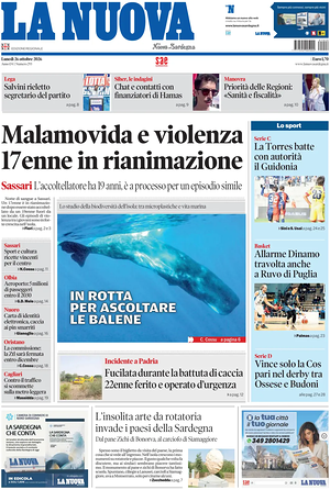 Prima pagina La Nuova Sardegna di oggi - Quotidiano regionale