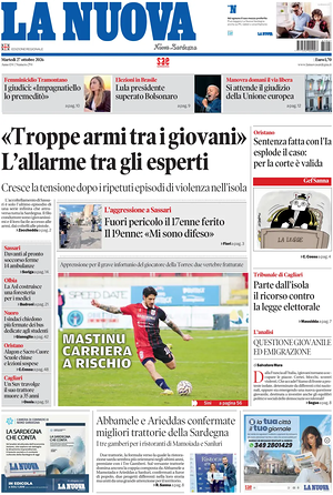 Prima pagina La Nuova Sardegna di oggi - Quotidiano regionale