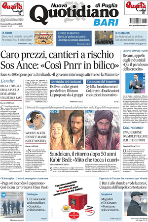 Prima pagina Nuovo Quotidiano di Puglia (Bari) di oggi - Quotidiano regionale
