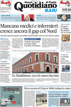 Prima pagina Nuovo Quotidiano di Puglia (Bari) di oggi - Quotidiano regionale