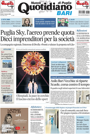 Prima pagina Nuovo Quotidiano di Puglia (Bari) di oggi - Quotidiano regionale