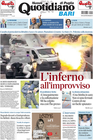 Prima pagina Nuovo Quotidiano di Puglia (Bari) di oggi - Quotidiano regionale