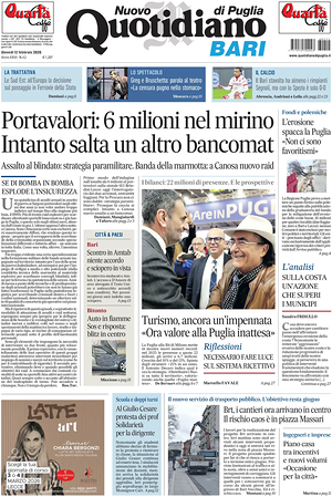 Prima pagina Nuovo Quotidiano di Puglia (Bari) di oggi - Quotidiano regionale