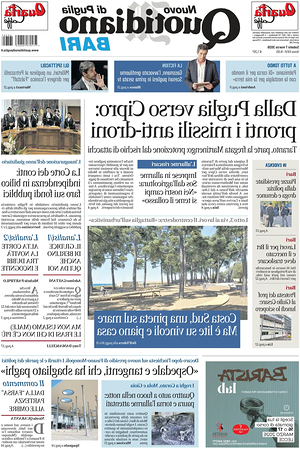 Prima pagina Nuovo Quotidiano di Puglia (Bari) di oggi - Quotidiano regionale