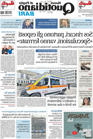 Prima pagina Nuovo Quotidiano di Puglia (Bari) di oggi - Quotidiano regionale