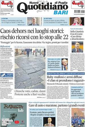 Prima pagina Nuovo Quotidiano di Puglia (Bari) di oggi - Quotidiano regionale