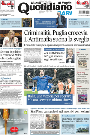 Prima pagina Nuovo Quotidiano di Puglia (Bari) di oggi - Quotidiano regionale