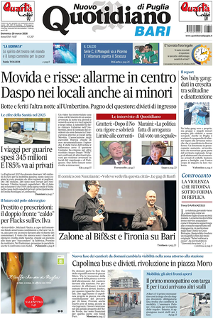 Prima pagina Nuovo Quotidiano di Puglia (Bari) di oggi - Quotidiano regionale