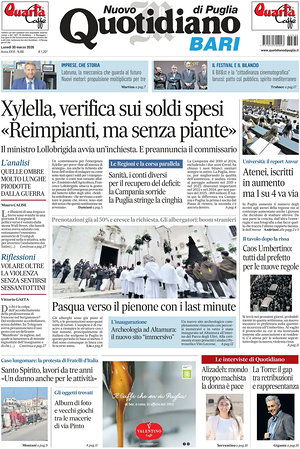 Prima pagina Nuovo Quotidiano di Puglia (Bari) di oggi - Quotidiano regionale