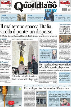 Prima pagina Nuovo Quotidiano di Puglia (Bari) di oggi - Quotidiano regionale