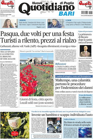 Prima pagina Nuovo Quotidiano di Puglia (Bari) di oggi - Quotidiano regionale