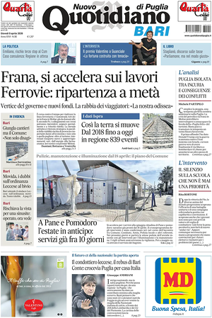 Prima pagina Nuovo Quotidiano di Puglia (Bari) di oggi - Quotidiano regionale