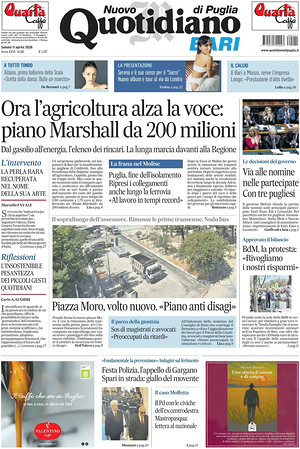 Prima pagina Nuovo Quotidiano di Puglia (Bari) di oggi - Quotidiano regionale