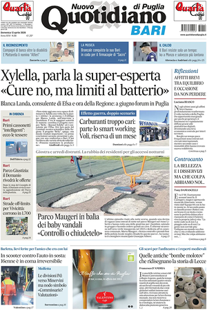 Prima pagina Nuovo Quotidiano di Puglia (Bari) di oggi - Quotidiano regionale