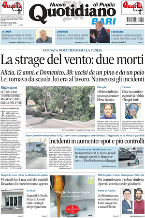 Prima pagina Nuovo Quotidiano di Puglia (Bari) di oggi - Quotidiano regionale