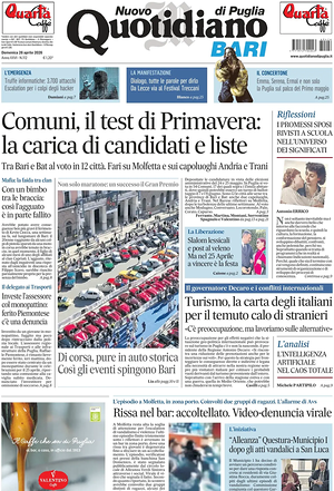 Prima pagina Nuovo Quotidiano di Puglia (Bari) di oggi - Quotidiano regionale