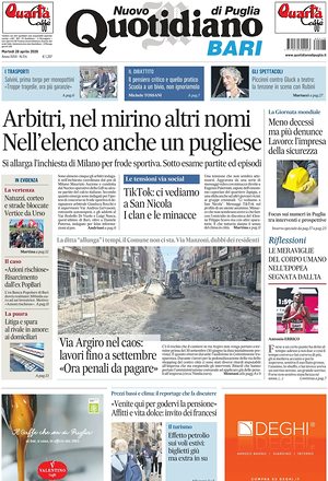 Prima pagina Nuovo Quotidiano di Puglia (Bari) di oggi - Quotidiano regionale