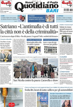 Prima pagina Nuovo Quotidiano di Puglia (Bari) di oggi - Quotidiano regionale
