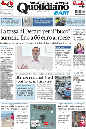 Prima pagina Nuovo Quotidiano di Puglia (Bari) di oggi - Quotidiano regionale