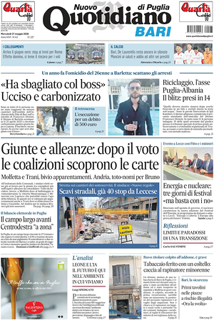 Prima pagina Nuovo Quotidiano di Puglia (Bari) di oggi - Quotidiano regionale