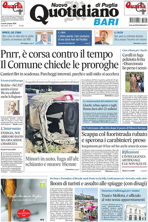 Prima pagina Nuovo Quotidiano di Puglia (Bari) di oggi - Quotidiano regionale