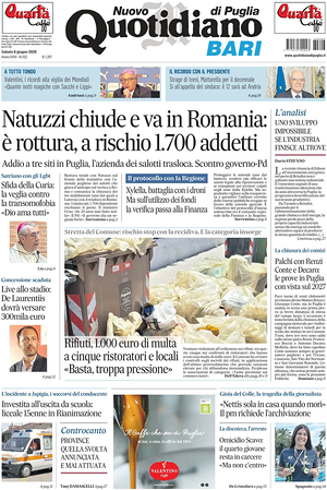 Prima pagina Nuovo Quotidiano di Puglia (Bari) di oggi - Quotidiano regionale